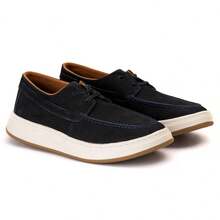 Men's Casual Leather Moccasin With Comfortable Sole – Style And Versatility For Everyday Life - Màu xanh hải quân - Xem 2