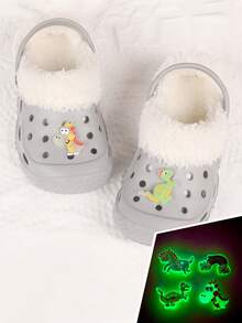 Pink Cave Shoes Glow-In-The-Dark Shoes Flower Decoration Boy And Girl With The Same Children's Padded Warm Shoes