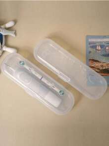 旅行电动牙刷收纳盒便携式旅行容器简易牙膏收纳盒便携式牙膏容器盒安全存放牙刷头适合日常和旅行露营居家商务返校使用旅行必需品