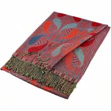 Paisley Pashmina Scarf For Women PASKMLNA - A18-6 Red-orange - View 5