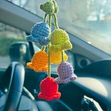 onEternal Colored Lily Of The Valley Pendant Car Interior Decoration Handmade Hook Weaving Ornament Mirror Decoration Gift Halloween Christmas Festival