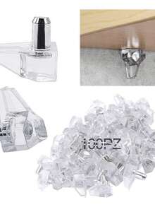 100 Pzs Soporte Sostén Para Entrepaño Con Perno Transparente Piezas De Soportes Para Separadores De Armario Estanterías Estanterías Clavijas Para Estantes Pasadores Transparentes Soportes De Clavijas Soportes De Acero Inoxidable - Blanco - Ver 2