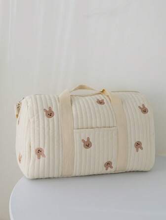 1pc Cartoon Animal Embroidered Large Capacity Maternity Diaper Bag, Lightweight Handheld Tote Bag For Mom