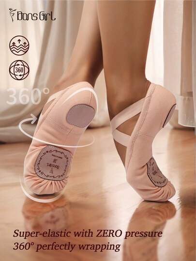 DonsGirl One Pair Of Peachy Pink High Elastic Strong Wrapping Professional Ballet Shoes For Girls, Modern Dance Shoes, Classical Dance Shoes And Yoga Shoes