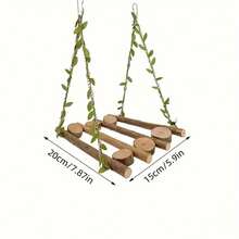 Columpio de pájaro de rama natural, juguetes para loros, paseo de escalada, juguetes para pájaros, accesorios para jaula de pájaros, juguete de columpio - Marrón - Ver 6