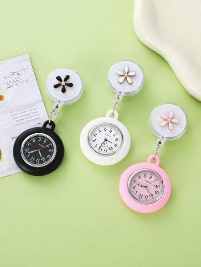 3pcsNurse Watch Glow Pointer In The Dark,Clip Watch,Lapel Watch,Nurse Fob Watch With Second Hand,Clip On Nursing Watch