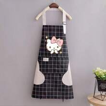 Sanrio 1 Stück Sanrio Cartoon KT Katze Schürze, tragbar, Haushalt, Küche, Reinigungs-Schutz, wasserdicht, ölsicher, verdickte Gurtbänder, Restaurantpersonal, abriebfest, Taille