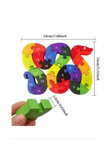 1 Pc Alphabet Puzzle, Building Animal Wooden Puzzle, Children's Puzzle Toy Wooden Puzzle Toy 26 English Alphanumeric Enlightenment Cognition, Wooden Snake Alphanumeric Block Toy For Children's Birthday Gifts - Multicolor - View 3