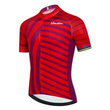 RAUDAX Maillot de cyclisme d'été à rayures rouges Raudax, chemise de sport de vélo de montagne respirante pour l'extérieur, vêtements de cyclisme sur route à manches courtes