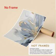 2 piezas Pintura en lienzo con estampado de flores abstracto moderno y lujoso en azul claro y dorado, póster de flores abstractas para decoración de sala de estar, dormitorio y estudio, sin marco - Azul - Ver 4