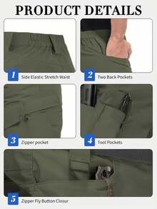 Men'S Tactical Cargo Shorts, Lightweight, Quick Drying, Breathable, Multiple Pockets (No Waistband) Outdoor Shorts - Black - Gray And Beige, Great For Hiking And Outdoor Activities, Mountaineering Gear - 軍綠色 - 查看 4