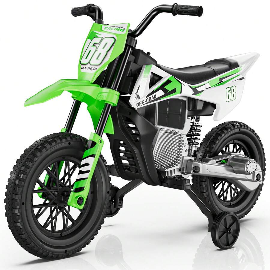 LIGIANT 12V Kids Ride-On Motorcycle, 2*25W Motors, Training Wheels, Throttle Grip, Bluetooth & Music, Spring Suspension, Best Gift For Christmas