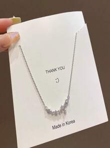 1pc Silver Star Necklace, Suitable For Daily Wear, Hangout, Party And Ideal Gift For Those Who Love Star Element Or Romantic Style Jewelry