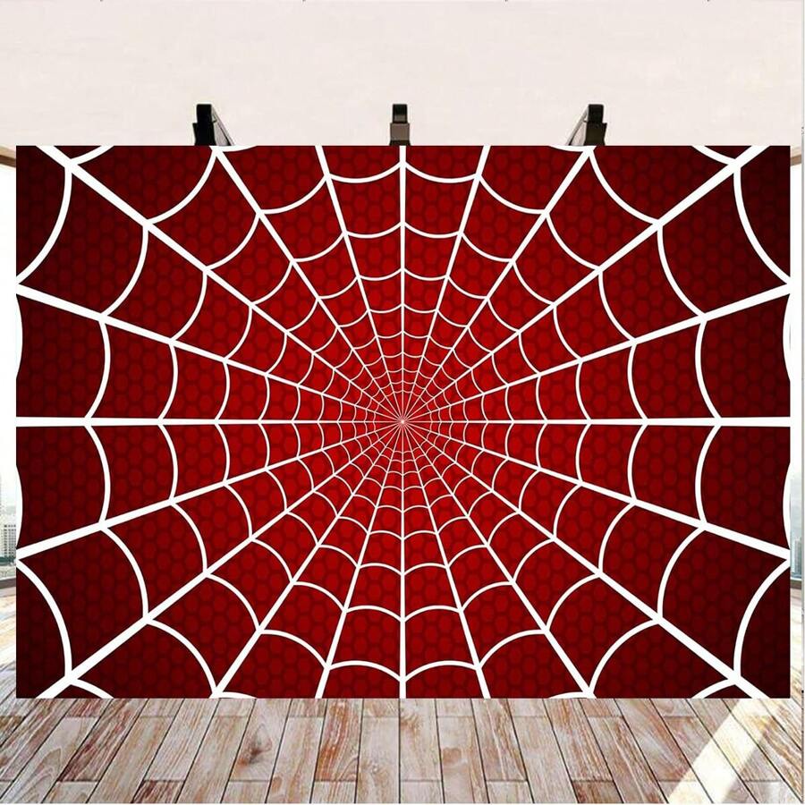 1pc Super Hero Spider Web Birthday Party Backdrop Banner - (82.7x59.1 59.1x39.4 39.4x29.5 Inch), Multi-Purpose Unisex Party Decoration Background, Suitable For All Seasons, Indoor/Outdoor, Photography Studio, Garden, Party Decor