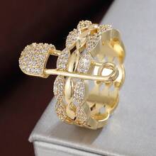 1枚几何链条三排可调节设计立方氧化锆镶嵌女戒指 - 彩色 - 查看 12