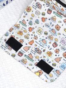 1 buc geantă de creion cu flip drăguță cu desene animate Capybara, geantă de creion cu imprimeu de desene animate de mare capacitate, potrivită pentru depozitarea pe desktop a studenților și utilizarea la birou, husă de creion, husă de creion, ghiozdan, rechizite școlare, înapoi la școală