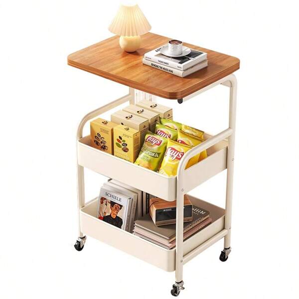 Estantería móvil con estilo vintage, estantería con ruedas de varios niveles para uso doméstico como organizador de libros/bolsos