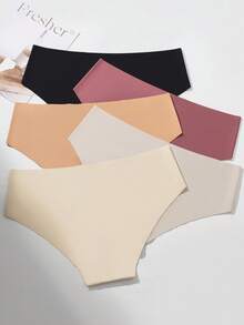 5Pcs Seamless Panties Low Waist Women's Briefs Elasticity Panty Comfortable Breathable Underwear Woman Set Ultra Thin Lingerie Sexy Underpants Solid Color Traceless Knickers Soft Minimal Style Shorts Thongs For Daily Wear