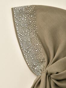 1 Stück Damen Einfarbiger Kopftuch mit vielen Strass, modischer atmungsaktiver Kopfschal, Lässig & Elegant Kopftuch geeignet für den täglichen Gebrauch & vielseitig