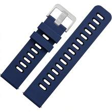Correa de Reloj Bicolor de 22mm, Goma de Silicona, Correa de Reemplazo de Liberación Rápida para Hombres y Mujeres, Hebilla de Acero Inoxidable Plateada (Negro-Gris) - Azul-Negro (Hebilla Plateada) - Ver 9