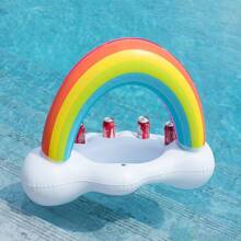 Aufblasbarer Pool-Bar - Regenbogen-Wolken Getränkehalter für Luau, Hawaii, tropische Geburtstags- und Oster-Party Dekorationen, Geschenke, Zubehör, Outdoor-Nutzung, Strandutensilien, Poolschwimmer
