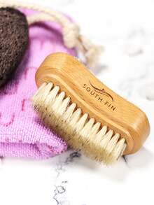 Pinceau à ongles double extrémité large et étroit, fabriqué en bois de charme et poils blancs pour la manucure