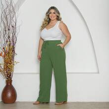 Duna Plus Size Trousers - 橄欖綠 - 查看 2