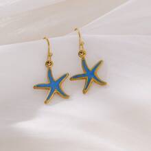 Collar y aretes con diseño de concha marina y estrella de mar, estilo de vacaciones en la playa de moda europea y americana para el verano