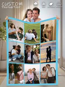 1 件个性化法兰绒毯子，带有自定义图像或文字，装饰性毯子适用于沙发、客厅、卧室家居装饰，超厚超柔软，适合所有季节，是送给家人和朋友的绝佳礼物 - 彩色 - 查看 3