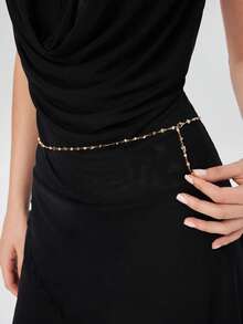 1 件女士百搭长款 Y 形项链，心形吊坠项链，长款毛衣链，带流苏锁骨链学校 - 金色 - 查看 4