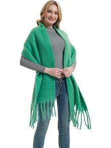Bufanda cálida de invierno Wander Agio, pashmina larga, chales y envolturas grandes para mujeres, bufandas de manta grandes sólidas - Fruta Verde 9 - Ver 4