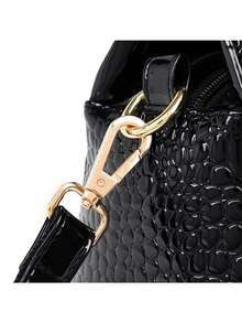 2 Layer Large Capacity Tote Bag Luxury Handbags Women Bags Designer Crocodile Pattern Ladies Boston Shoulder Bag High Quality - Black - View 10