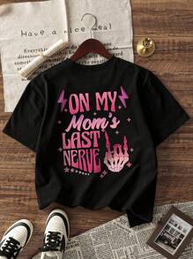 3 peças/Conjunto Camiseta de Manga Curta com Gola Redonda para Meninas Pré-Adolescentes, Estampa Floral e Rosto, Roupas de Verão para Estudantes e Crianças Jovens - Camisetas da Moda que Trazem Alegria e Felicidade para Cada Criança!