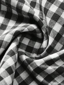 Pantalones cortos casuales de dos tonos a cuadros de corte holgado para hombres, de uso diario - Blanco y Negro - Ver 9