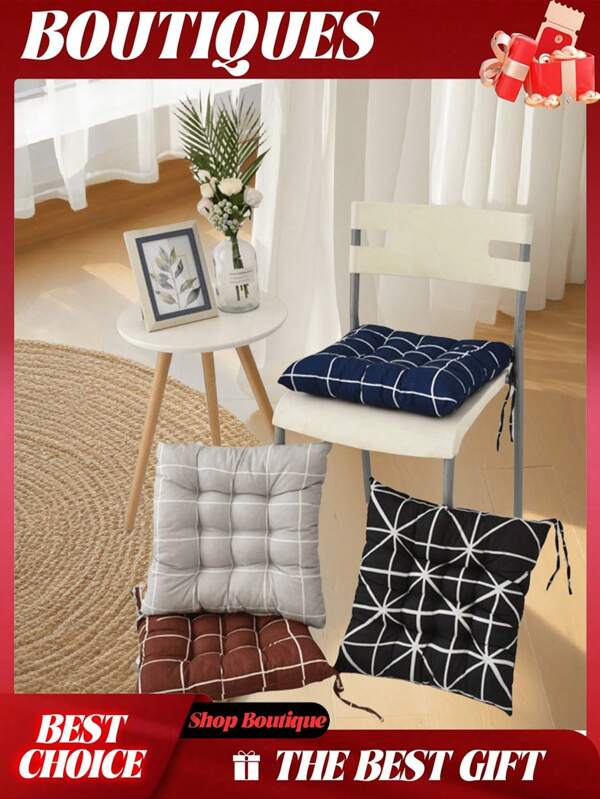 1pc Polyester Chair Cushion, Durable Fabric, Suitable For Garden, Dining, And Office Chairs, Washable Square Seat Chair