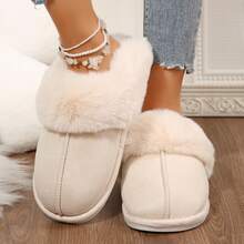 Slippers For Women Fuzzy Warm Non Slip Sole Easy Wear Indoor Shoes - Beige - View 6