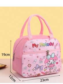 Sanrio Borsa termica per il pranzo con personaggio cartoni animati Kuromi - Borsa isolante impermeabile in tela con simpatico design kawaii, perfetta come borsa da viaggio per donne e ragazze, in cucina, come regalo di Natale o per il ritorno a scuola