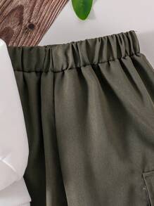 Conjunto de pantalones y top de manga larga con cuello redondo y estampado de letras para niños preadolescentes