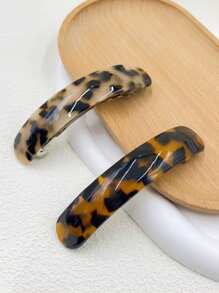 1pc Vintage Elegant Leopard Print One-Piece Elliptical Spring Clip Hair Claw Clip For Low Ponytail And Short Hair