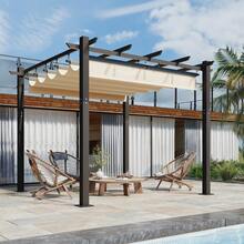 Gunji 3x3/3x4m Gazebo, Stable, Cold-Resistant, With Magnetic Fastening, Pergola With Adjustable Shade Area, Aluminum Frame, For Garden And Patio Roofing, Beige/Grey - Màu be - Xem 1