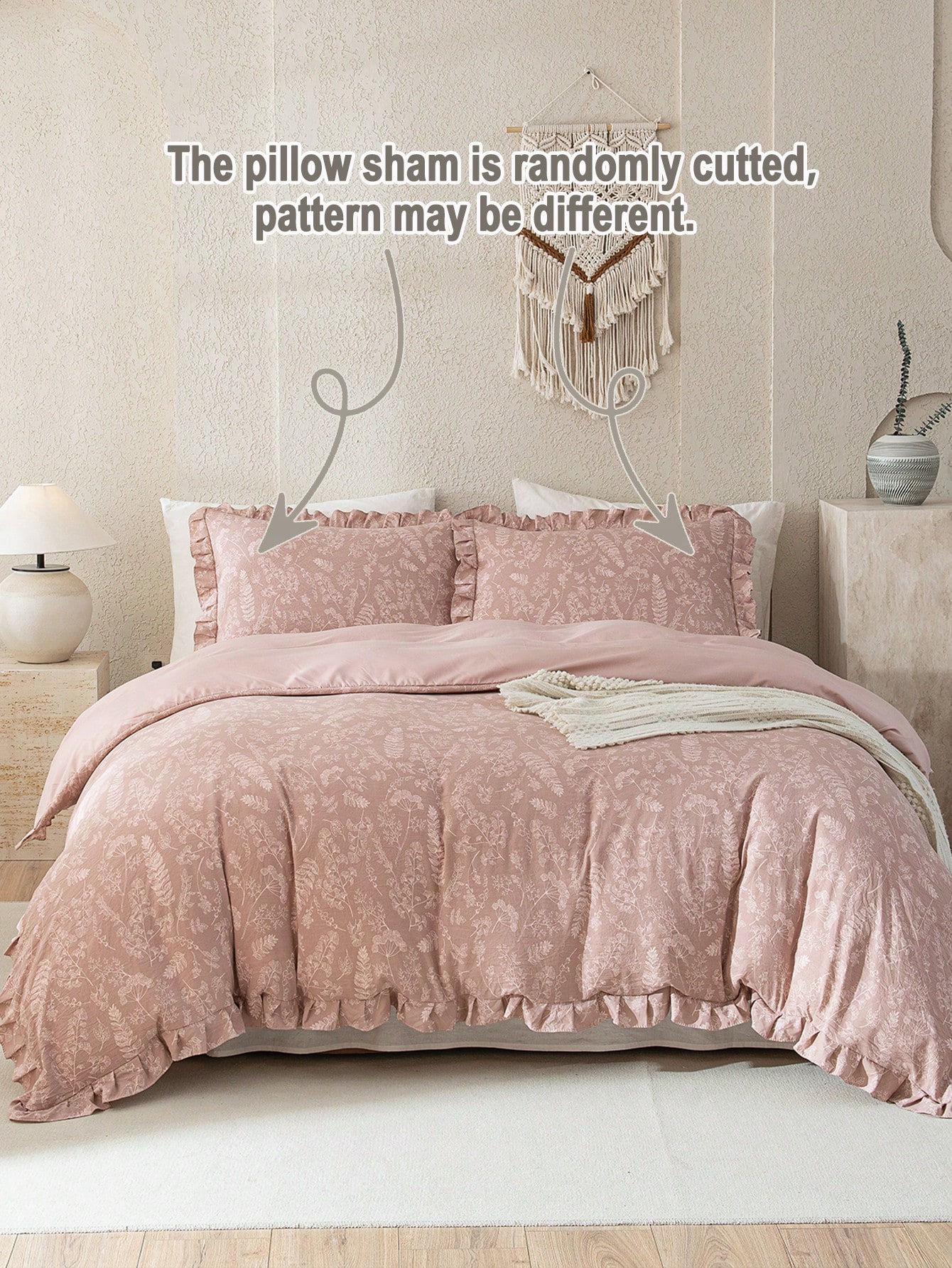 طقم أغطية سرير 3 قطع بطراز بوهيمي مزين بالأزهار