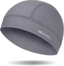 Skull Cap Helmet Liners Men- Soft Elastic Cycling Cap Motorcycle Skull Cap Beanie Wicking Cap Running Hats - Black+grey+blue - 查看 8
