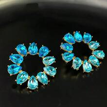 1 Pair Women's Fashionable Colorful Gradient Glass Flower Earrings With High-End Charm, Suitable For Summer Vacation, Party, Wedding