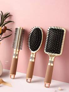气垫设计发刷 - 气囊头部按摩长发卷发刷，极具吸引力的便携式蓬松气垫梳，家用大桨刷发型设计工具，返校、旅行度假必需品，女士发饰 - 金色 - 查看 5