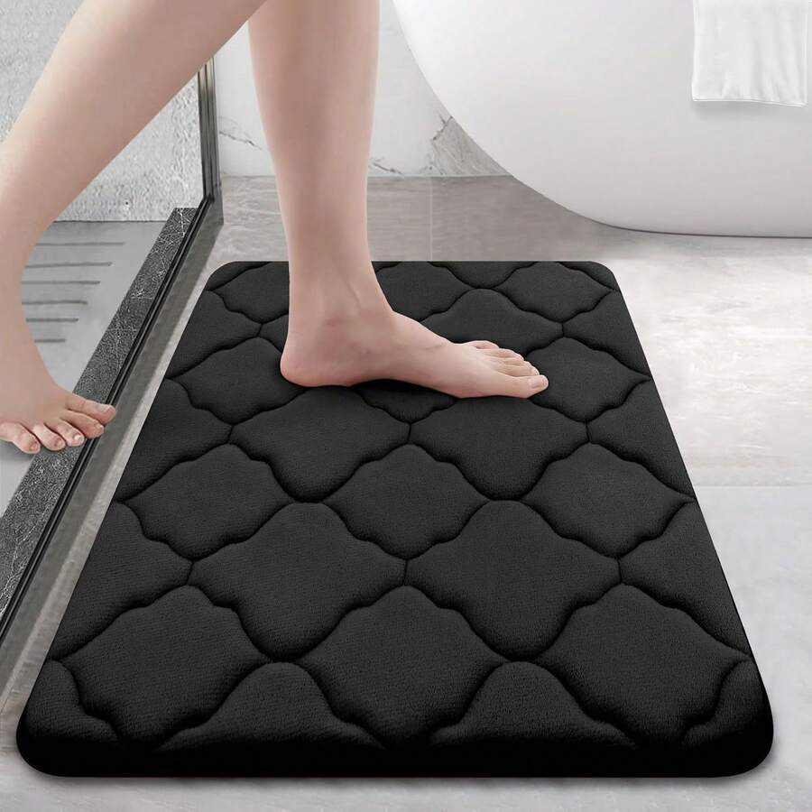 OLANLY Memory Foam Bath Mat Rug 24x16, Ultra Soft And Absorbent Bathroom Rugs, Non-Slip, Comfortable, Machine Washable Bath Carpet For Bathroom Floor, Tub, Shower And Home Decor Accessories, Black - 棕色 - 查看 1