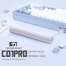 C01Pro Coiled USB C Cable For Gaming Keyboard,Nylon Braided Mechanical Keyboard Cable With Detachable Metal Aviator,Double-Sleeved,Pro Custom Type C Charging Keyboard Cable - 彩色 - 查看 3