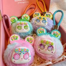 1pc Plush Keychain Pompom Charm, Cute Small Bear Plush Pendant, Bag Decoration Accessory