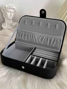 1 caixa de joias de couro portátil para pulseiras, colares, brincos, anéis, necessaire de verão para mulheres, organizador de armazenamento, presente de viagem, volta às aulas