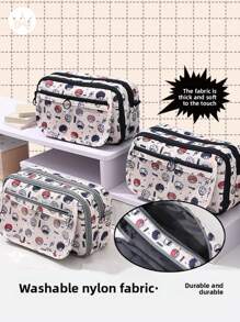 1pc Large Capacity Pencil Case Multi-Slot Pencil Pouch Durable Pencil Box Portable Office Pen Bag With Zipper,School Supplies,Back To School
