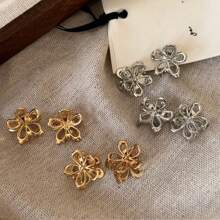 12 piezas/4 piezas Clips de metal con forma de flor, lindos mini clips para el flequillo/lateral, adecuados como accesorios para el cabello para uso diario, elegantes ganchos para el cabello de moda